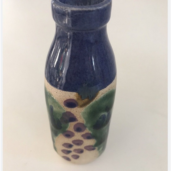 Vintage Potters House Pottery, Maine Square Bottle Vase Grapes By Mary K Spenser - Picture 3 of 4